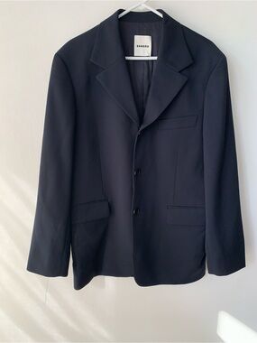 NWT Sandro Oversized Suit Blazer Jacket Midnight Blue Navy
